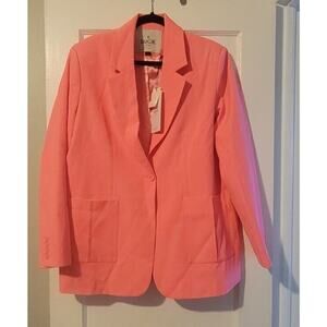 Ducie London Hot Pink Oversized Blazer Jacket Pockets Women Size S New With Tag